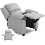 Kids Deluxe Headrest Recliner Sofa Chair with Storage Arms Gray