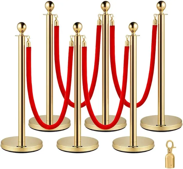 VEVOR 6 Pcs Gold Stanchions Posts