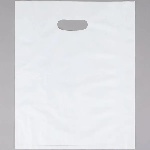 LDPE Die Cut Handle Bags - 12&#034; x 15&#034; - 500 Bags - 1.5 Mil - White - AssurePak - 