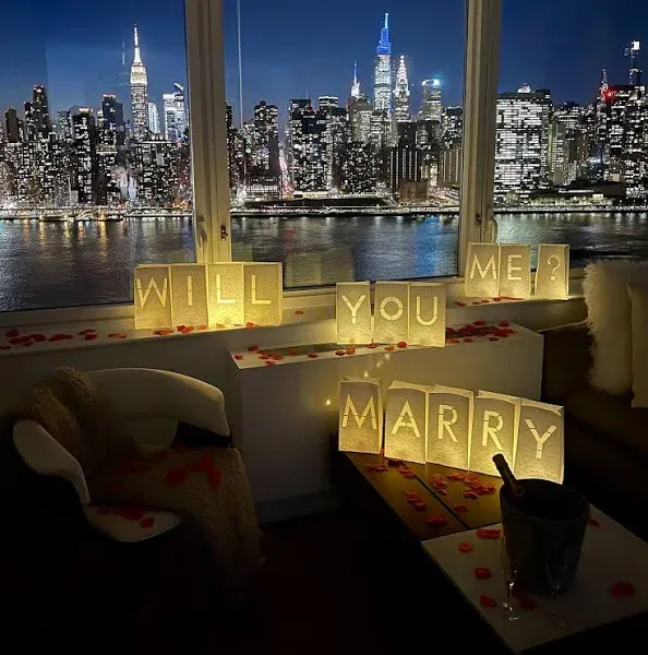 Luminary paper bags wedding proposal decorations “will you marry me?” light... 