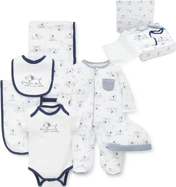 Little Me Puppy Toile Gift Box Set Blue Print Newborn