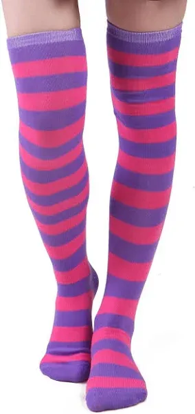 HDE Women's Extra Long Striped Over Knee High Opaque Stockings