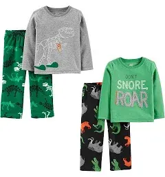 Simple Joys by Carter's Boys and Toddlers' 4-Piece Pajama Set (Cotton Top & Fleece Bottom)