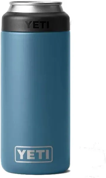 YETI Rambler 12 oz NORDIC BLUE Colster SLIM Can Insulator with Stash Can - NEW