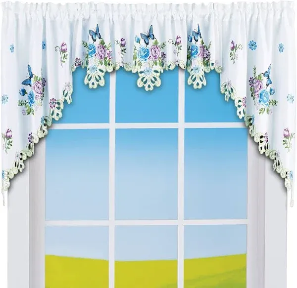 Collections Etc Beautiful Blue Butterfly Window Curtains