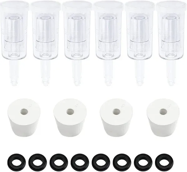 6 Packs 3 Piece Airlocks for Fermenting with #6 Stoppers and Grommets, Air Lock Ferment for Beer Wine Making, Home Brew Bubble Airlock for Fermentation Carboy (6 Airlock+4 Bung+8 Grommet Set)