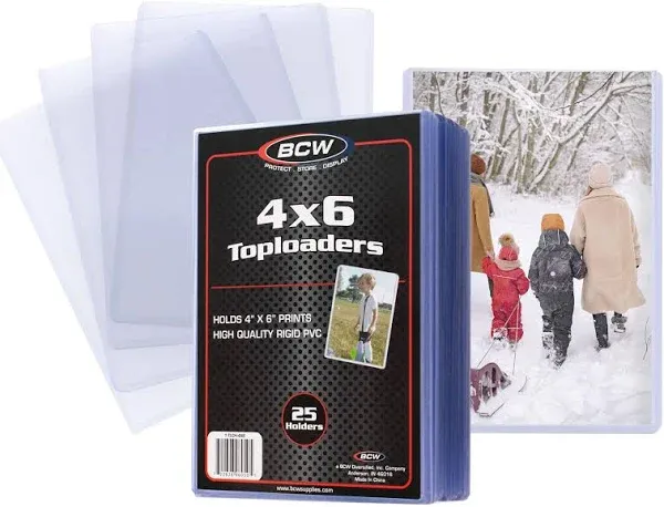 BCW 4x6 Post Card & Photo Top Loaders | Rigid PVC Sleeves | 25 Pack | Clear Plastic Protectors | Pocket Protector | Card Holder | Card Sleeves | Sheet Protectors for Photos, Prints, and More