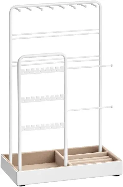 SONGMICS Jewelry Holder, Jewelry Organizer, Jewelry Display Stand with Metal Frame and Velvet Tray