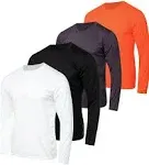 Real Essentials 4 Pack: Men's Dry-Fit UV Moisture Wicking UPF 50+ SPF Sun Protective Fishing Hiking Active Long Sleeve Shirt