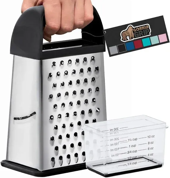 Professional 100% BPA Free 4-Sided Cheese Slicer Grater, Stainless Steel XL B...