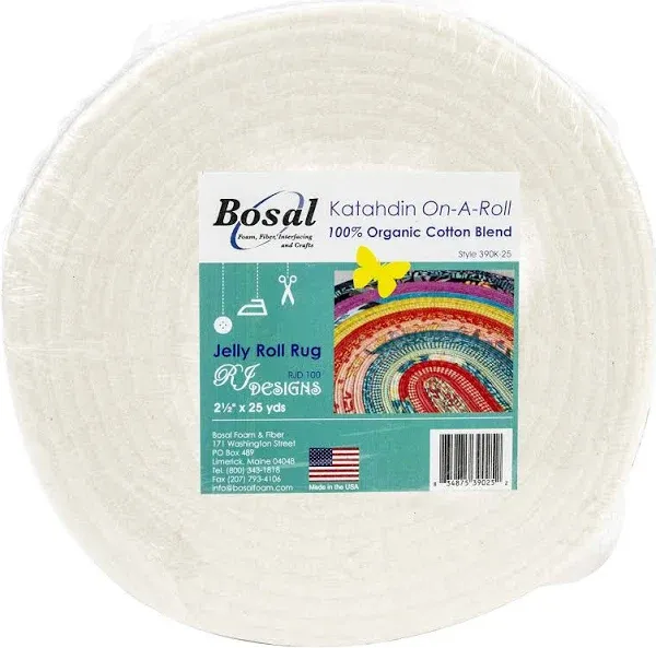 Bosal Katahdin Batting On-A-Roll, Summer 3 oz, 2-1/2 inch by 25 yards, 100% Organic Cotton (1 Roll),Off-White