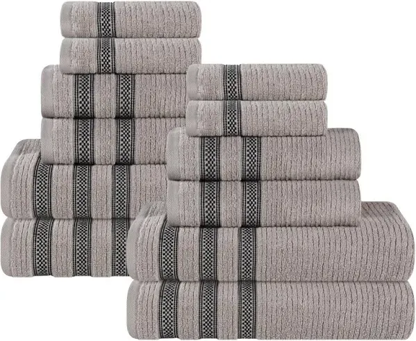 Superior Brea Zero Twist Cotton Ribbed Modern Bathroom Towel Set