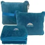 BlueHills Premium Soft Travel Blanket Pillow Airplane - Teal Blue