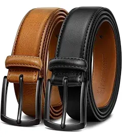 KEMISANT Men Belt 2Pack – Genuine Leather Belt for Men Dress Casual Golf Jeans 1 3/8"