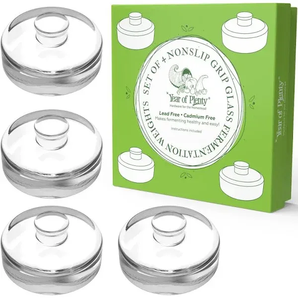 Eleganttime 4 Pack Easy Grip Handle Glass Fermentation Weights Great Mason Jar Wide Mouth Canning Fermenting Pickling Sourkrout Kraut Weight Fermentation Kit