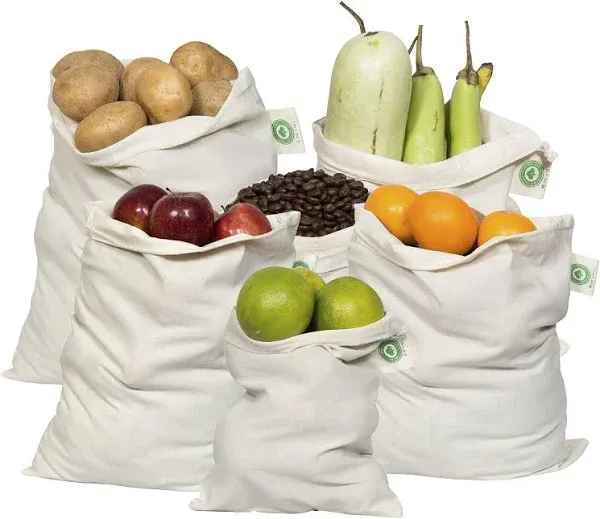 Organic Cotton Mart Reusable Cloth Produce Bags Organic Cotton Cloth Vegetable Bags Reusable Bulk Bags