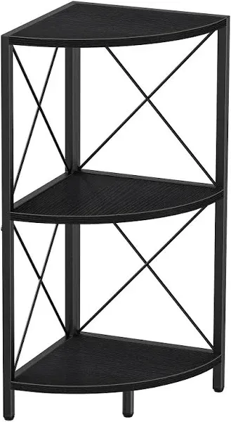 Snughome Corner Shelf with Metal Frame, 3 Tier Rustic Corner Storage O