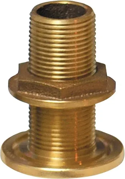 1-1/2&#034; NPS NPT Combo Thread Bronze Thru Hull Fitting With Nut Groco Boat Marine