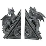 Gothic Castle Dragons Sculptural Bookends--New free freight