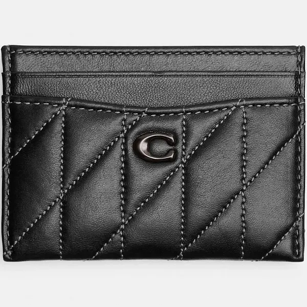 Coach Quilted Pillow Leather Card Case-Black