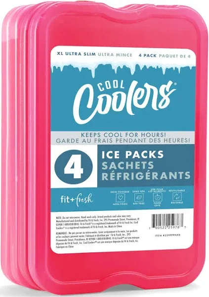 Cool Coolers By Fit & Fresh 4 Pack XL Slim Ice Packs