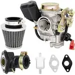 50CC GY6 Carburetor Replacement with Chrome Air Filter - Optimized for Moped