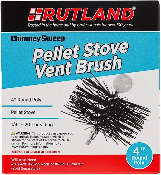 4" Pellet Vent Brush (threaded 1/4" adapter): PS-4