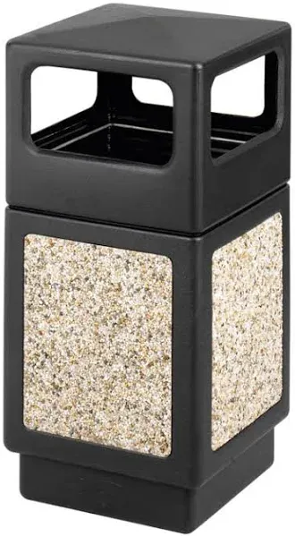 Safco Canmeleon Side-Open Receptacle Square Aggregate/Poly<wbr/>ethylene 38gal Black