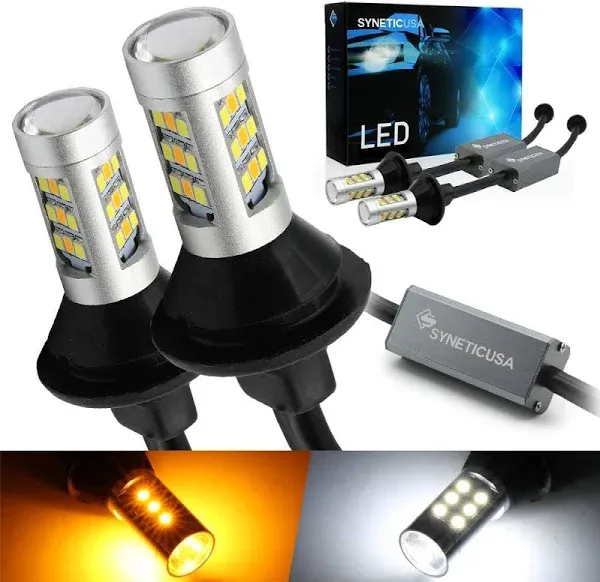 Syneticusa 3157 Error Free Dual Color Type 2 Switchback Drl LED Turn Signal Light Bulbs No Hyper Flash Built-in Resistors All in One