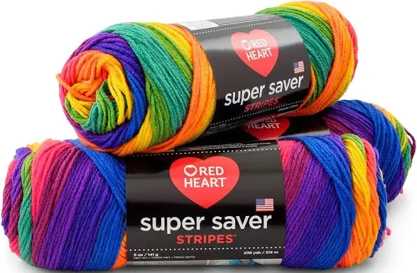 RED HEART Super Saver 3-Pack yarn, FAVORITE STRIPE 3 Pack