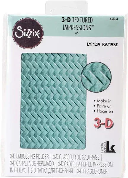 NEW Sizzix 3-D Textured Impressions A6 Embossing Folder &#034;Woven&#034; - 661261