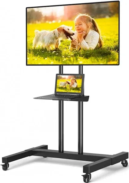 TVON Rolling TV Stand for 32-80 inch Flat Screen/Curved TVs up to 110 lbs Hei...