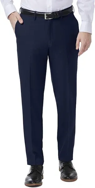 Haggar Mens 29x32 Premium Comfort Slim-Fit Black Dress Pants 2&#034; Flex Waist