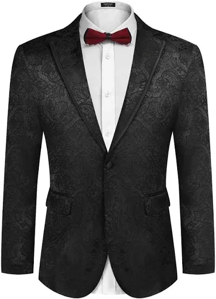 COOFANDY Men's Floral Embroidered Suit Jacket