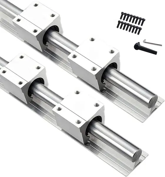 2Pcs Linear Rail Guide SBR16-500mm with 4Pcs SBR16UU Slide Bearing Block Linear Rail SBR16 Overall Length 19.7 inch(500mm) for CNC Machine