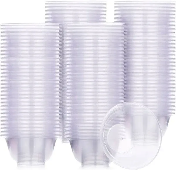 300 Packs 8.5 oz Clear Plastic Bowls, Disposable Plastic Serving Bowls, Salsa Bowls for Candy, Soup, Dessert, Ice Cream, Popcorn, Chip Container, Weddings