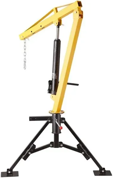 VEVOR Hydraulic Pickup Truck Hitch Mounted Crane 1000 lbs Capacity 360 Swivel Yellow