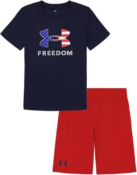 Boys 4-7 Under Armour 2-Piece Flag Logo Tee & Solid Shorts Set