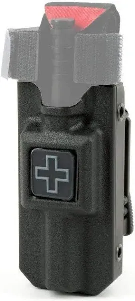 RIGID TQ Tourniquet Case for Generation 7 C-A-T Tourniquet, Belt (Tek-Lok) Attachment, Black with GRAY CROSS. (Tourniquet Not Included)