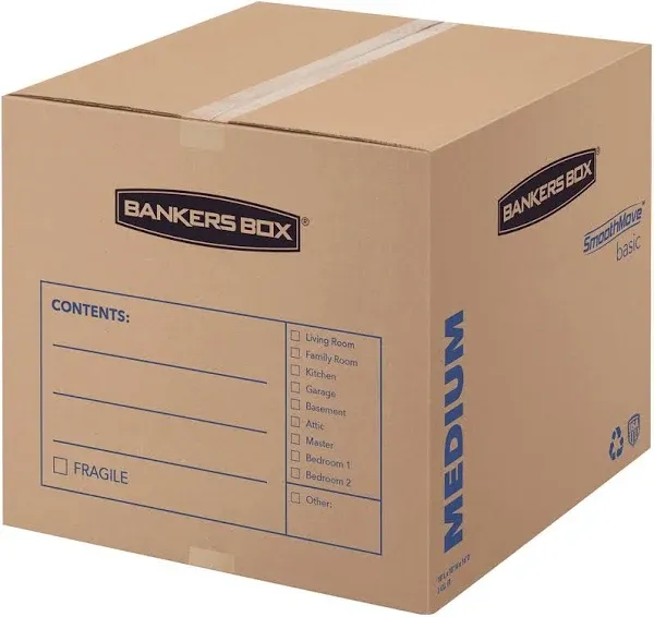 Bankers Box SmoothMove Basic Moving & Storage Boxes, 18-1/4" x 18-1/4" x 16-7/8", 20/Carton