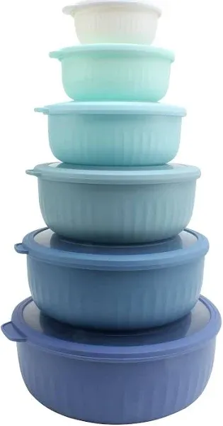 Cook with Color Deep Mixing Bowls with Lids 8 Piece Set Blue