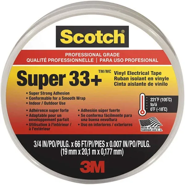 Scotch Super 33 Plus Vinyl Electrical Tape - 10/CT Black