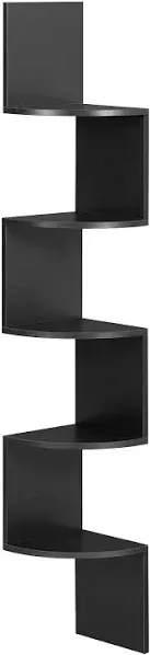 VASAGLE Corner Shelf Wall Mount 5-Tier Floating Corner Bookshelf