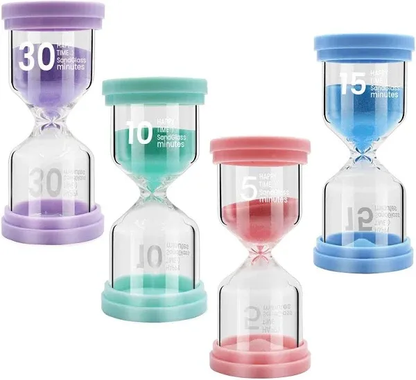 Set of 4 Colour Children's Timer Hourglass Set