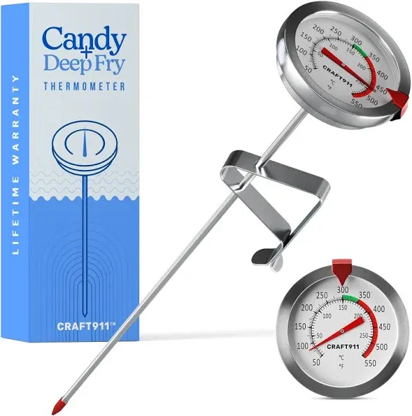 Candy Thermometer with Pot Clip - Deep Fry Oil Thermometer for Frying - Cooking Thermometer for Frying Oil Candle Making Hot Oil Deep Fryer Thermometer 8" Side of Pot Thermometer - 2 Pack