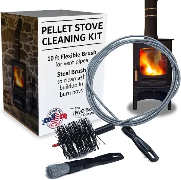 Pellet Stove & Dryer Vent Cleaner Kit, 10Ft. Flexible Long Dryer Vent Cleaner, Lint Remover, Steel Chimney Brush, Ideal Cleaning Kit for Pellet Wood Stove, Chimneys, Dryer Vent by FryOilSaver Co. B67C