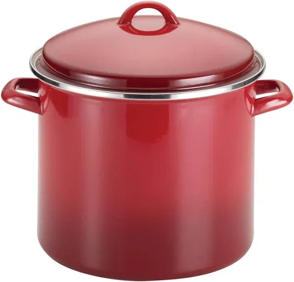 Rachael Ray 12qt Enamel-on-Steel Induction Stockpot with Lid Almond