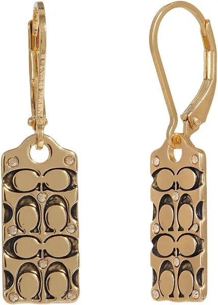 NWT Coach Gold Quilted C Drop Earrings