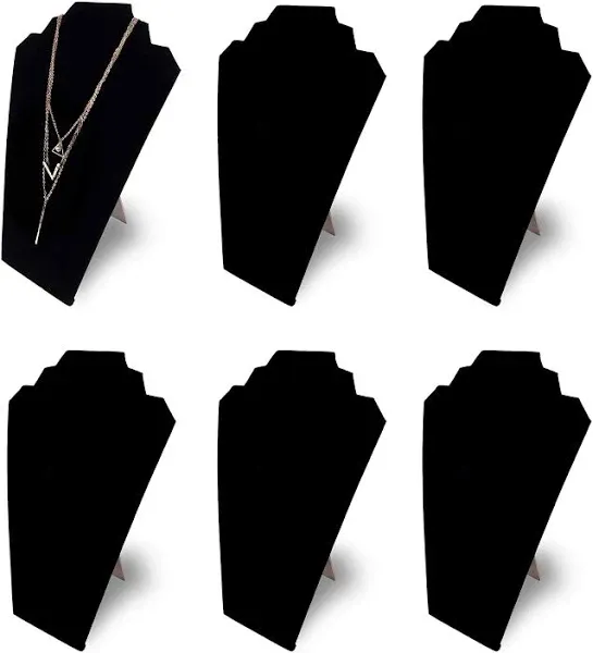 Black Velvet Neck Form Necklace Display Jewelry Easel Stand 4 Pack