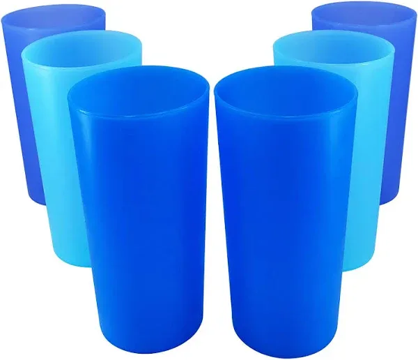 Plastic Cups Reusable - Unbreakable Glasses Drinking 26 oz - Thick Wall Hard Dairy Tumblers set of 6 - BPA Free Dishwasher Safe Kids Cup for Party Kitchen Camping Outdoor